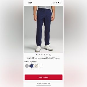 LULU LEMON 🍋 Stretch Nylon Classic-Tapered Golf Pant 32"/32
